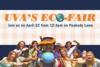 UVA's Eco Fair Cav and Students Smiling