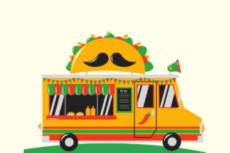 Food truck with taco illustration
