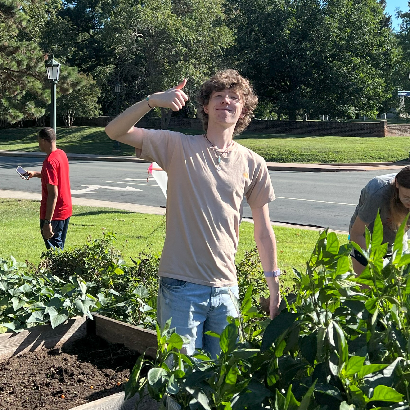 Photo of Gavin Crigger in the Student Garden