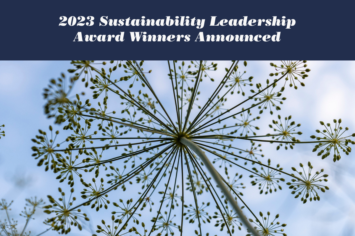 2023 Sustainability Leadership Award Winners Announced (with a plant and sky background)