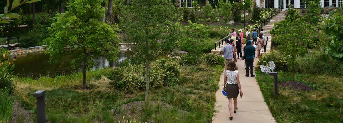 People going on a walk around Grounds