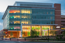 Street view west of the UVA Health Medical Center Battle Building