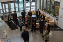 Overhead shot of group that is receiving PVCC Tour of the Bolick Center
