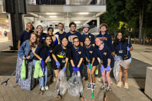 Photo of 14 Zero Waste Ambassadors at a Green Game at JPJ Arena
