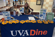 Member of Nitrogen Working Group tabling at Taste Cart at Newcomb Hall Dining Hall